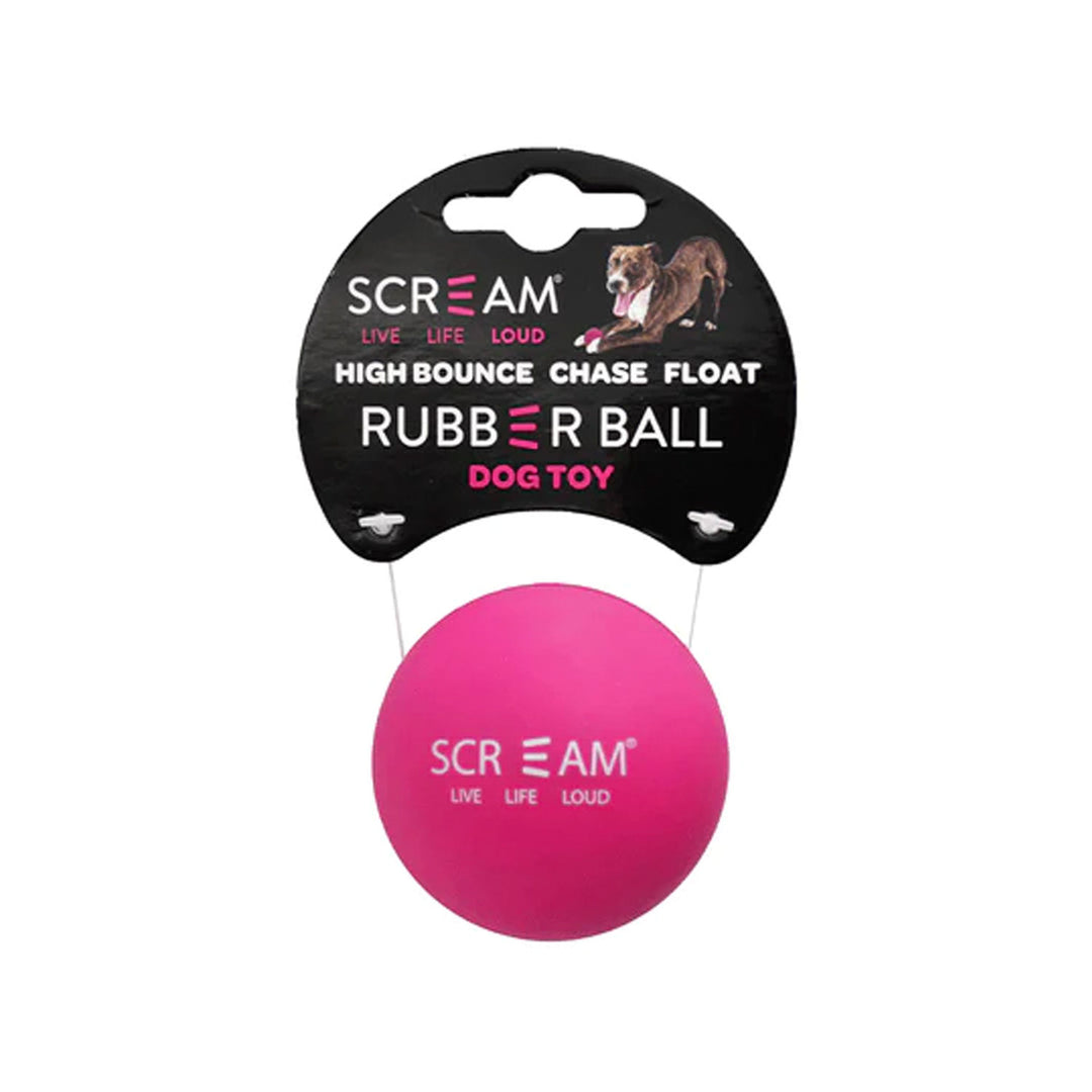 Scream Rubber Ball Dog Toy - Loud Pink