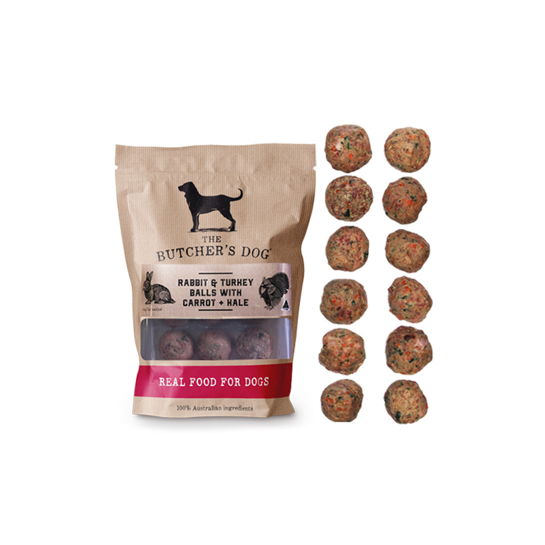 The Butchers Dog - Rabbit Turkey Balls + Carrot + Kale