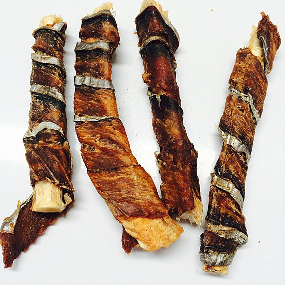 All Natural Gourmet Treats - Fish Twisties (Shark Cartilage Wrapped in Mackerel Skin)