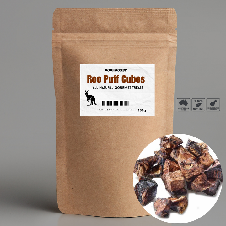 All Natural Gourmet Treats - Australian Roo Puff Cubes 100g