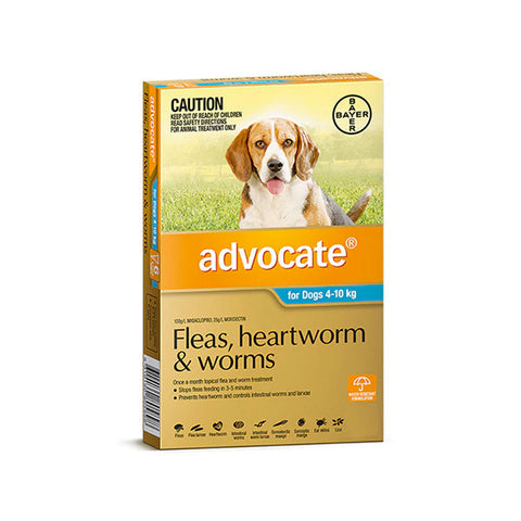 Advocate Fleas, Heartworm & Worms  -  Dogs 4-10kg  -  3 pack