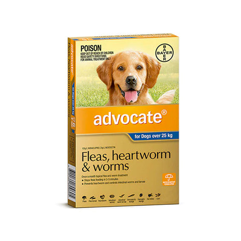 Advocate Fleas, Heartworm & Worms  -  Dogs over 25kg  -  3 pack