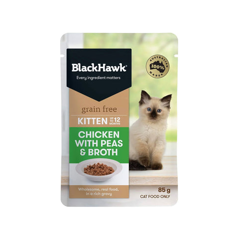 Black Hawk Grain Free Kitten - Chicken, Peas & Broth 85gr
