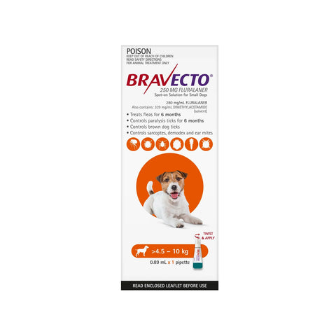 Bravecto Spot On Tick & Flea - Dogs 4.5 to 10kg