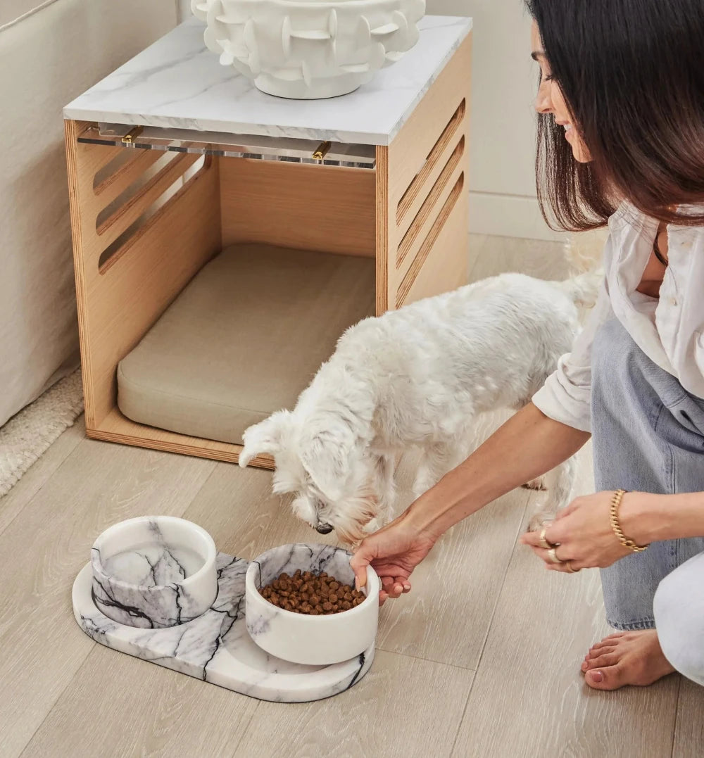 Koozi - New York Marble Dog Bowl