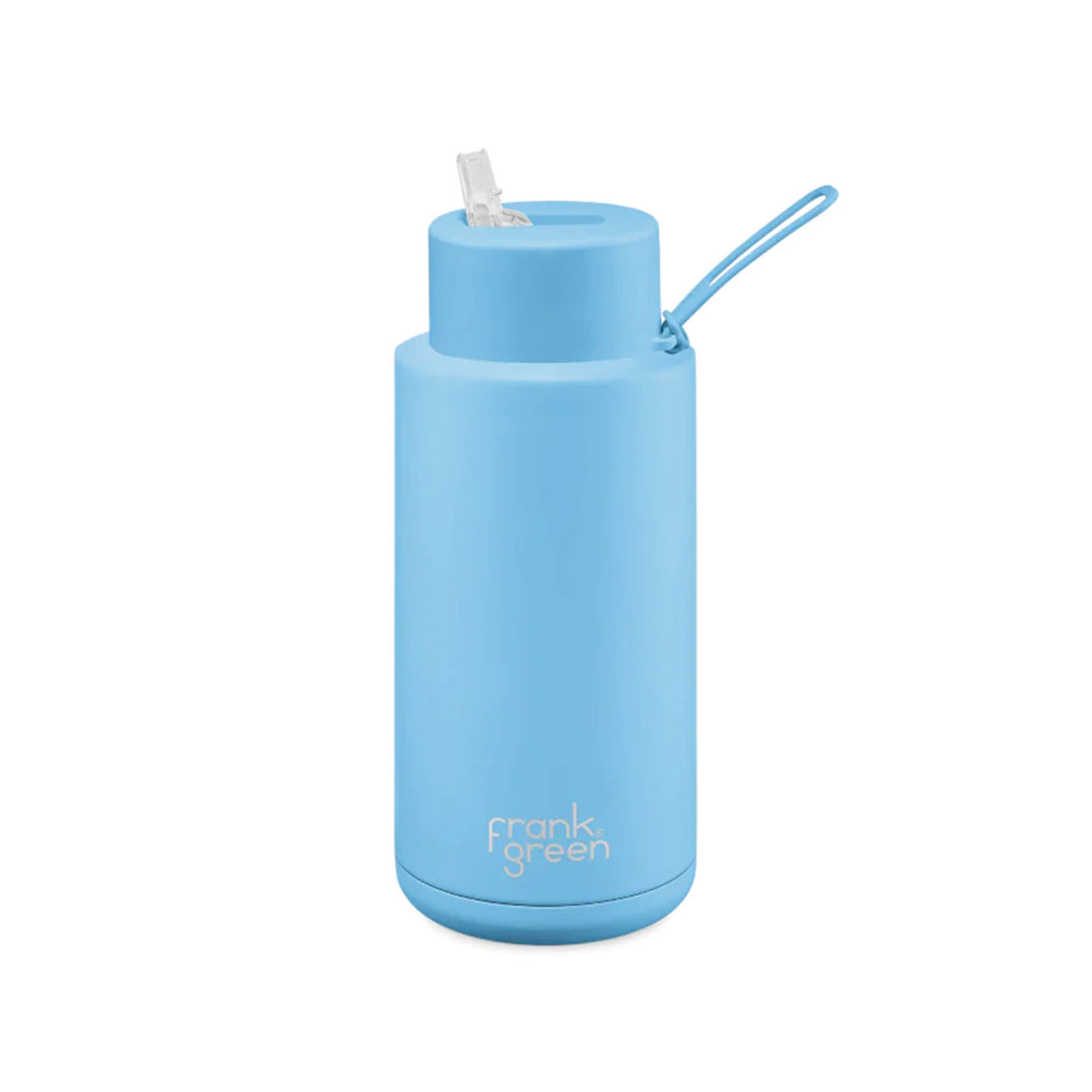 Frank Green Ceramic Reusable Bottle With Straw Lid 1000ml/34oz - Sky Blue