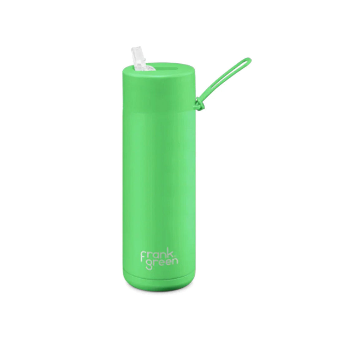 Frank Green Ceramic Reusable Bottle With Straw Lid 595ml/20oz - Neon Green