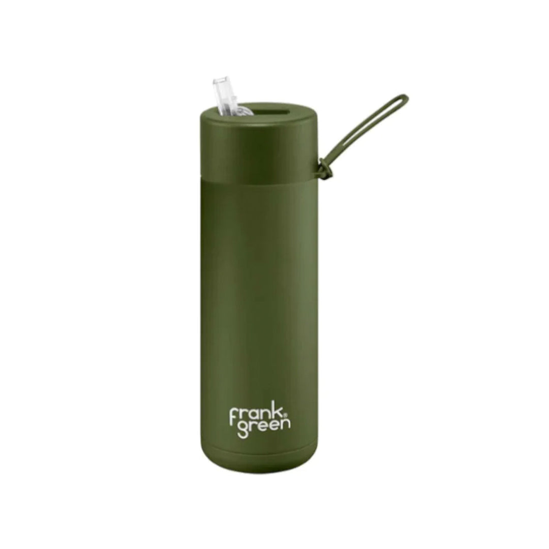 Frank Green Ceramic Reusable Bottle With Straw Lid 595ml/20oz - Khaki