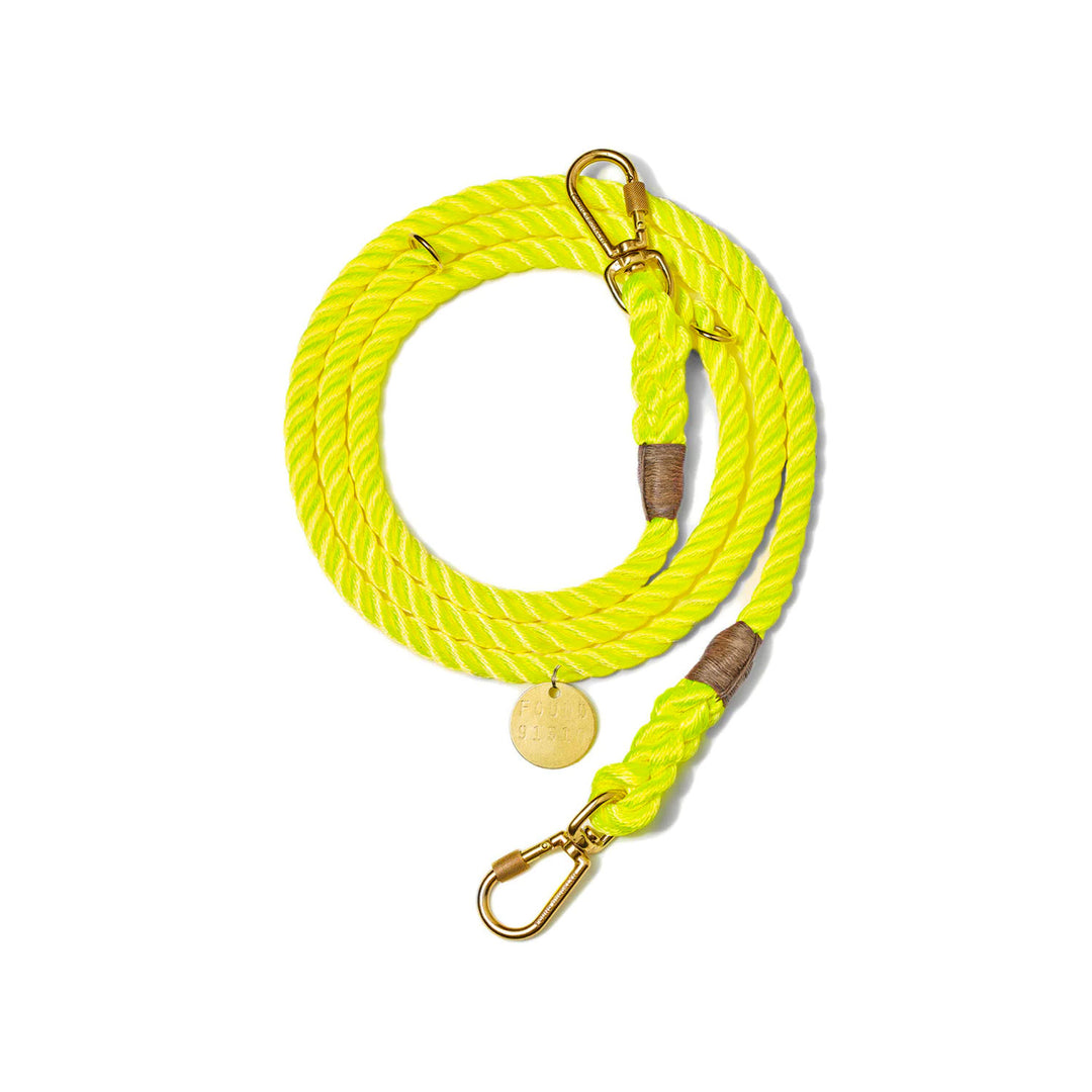 Found My Animal New York Rope Adjustable Leash - Neon Yellow