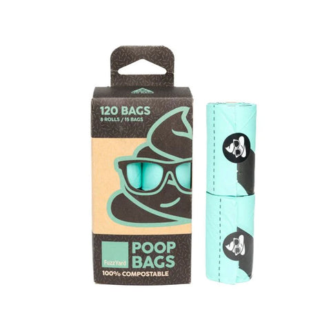 Poop Bags - BPI-Certified Compostable - 8 Rolls Per Box (120 Bags)