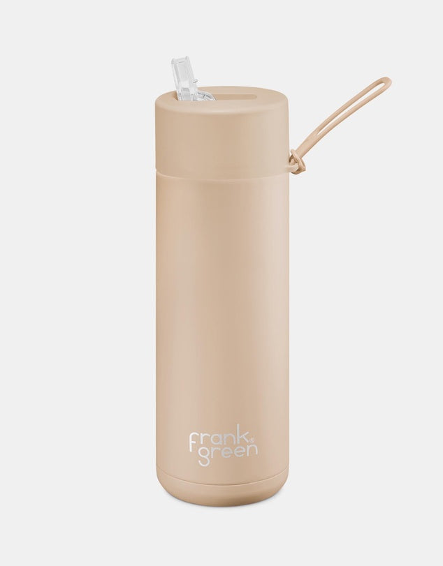 Frank Green Ceramic Reusable Bottle With Straw Lid 595ml/20oz - Soft Stone