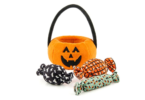 Halloween Pumpkin Basket With 3 Piece Squeaker