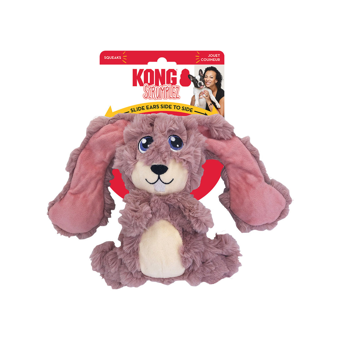 KONG Scrumplez Bunny Pink Medium Soft Plush Squeaky Toy
