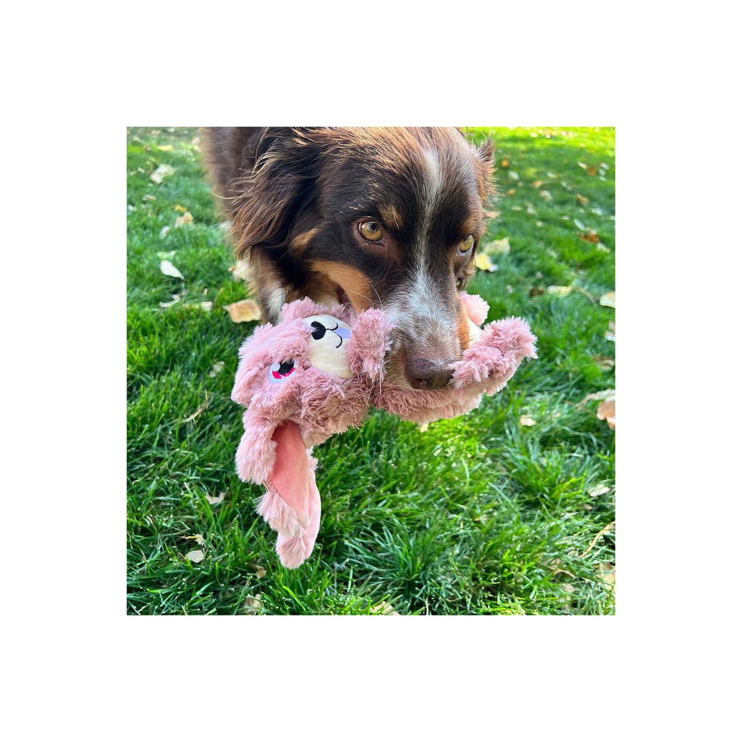 KONG Scrumplez Bunny Pink Medium Soft Plush Squeaky Toy