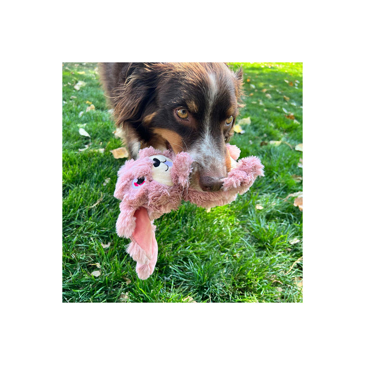 KONG Scrumplez Bunny Pink Medium Soft Plush Squeaky Toy