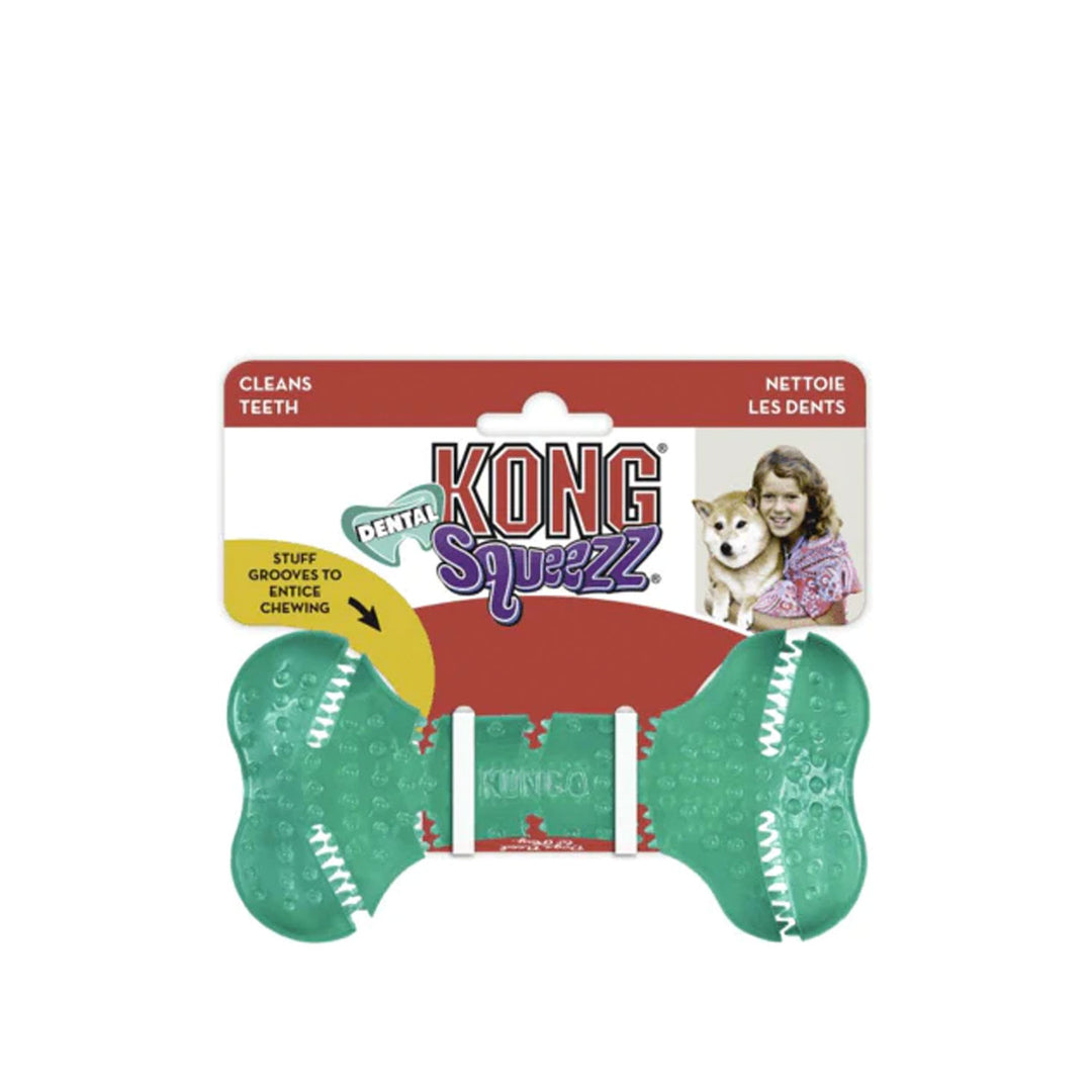 Kong Squeezz Dental Bone Dog Toy - Medium