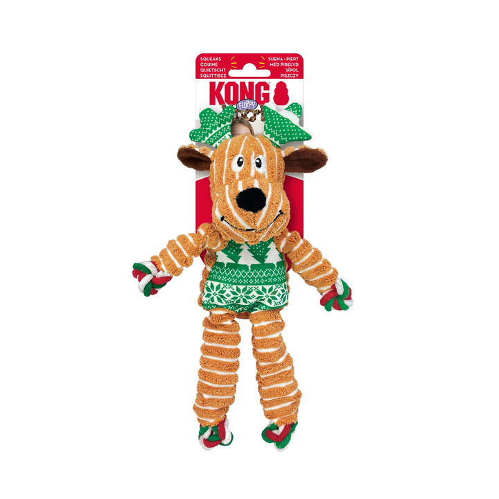 Kong Holiday Floppy Knots Reindeer Dog Toy - Christmas