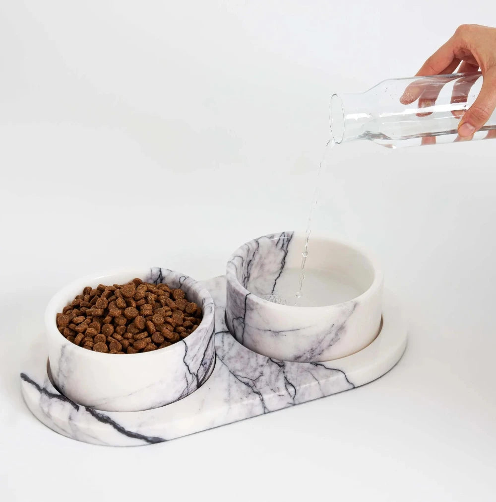Koozi - New York Marble Dog Bowl