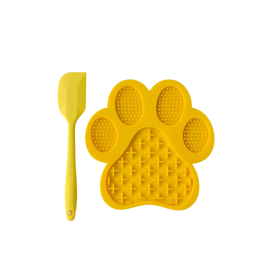 Paw Lick Mat With Spatula - Yellow