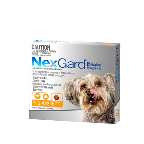 NexGard Ticks & Fleas  -  Dogs 2-4kg  -  3 & 6 pack