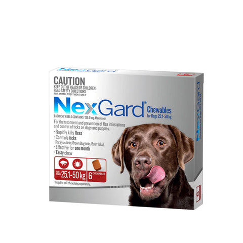 NexGard Ticks & Fleas  -  Dogs 25-50kg  -  3 & 6 pack