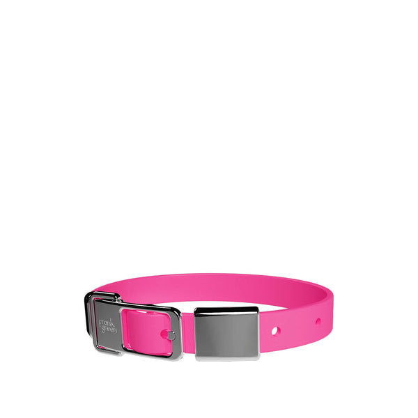 Frank Green Pet Collar With Name Tag - Neon Pink