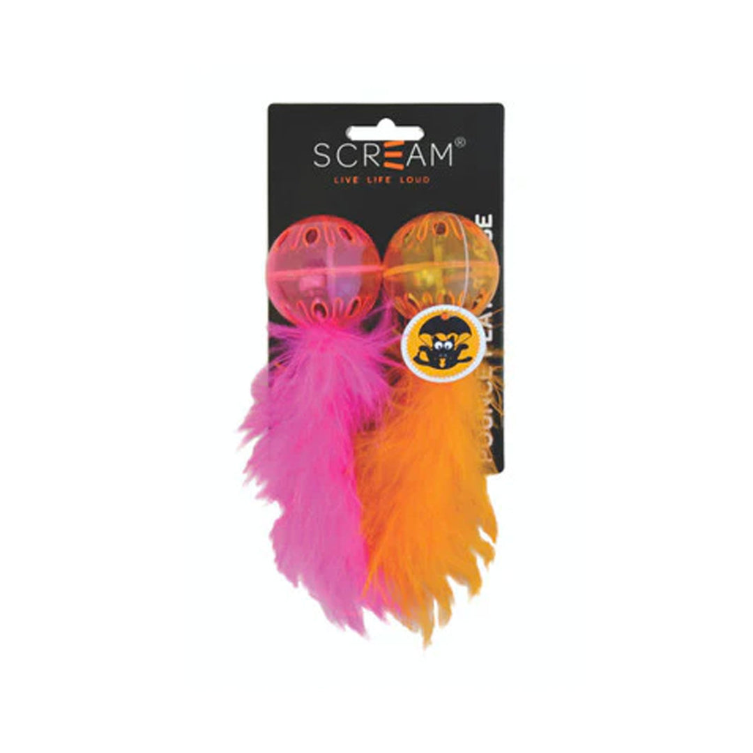 Lattice Ball With Feather 2 Pack - Blue/Yellow & Pink/Orange