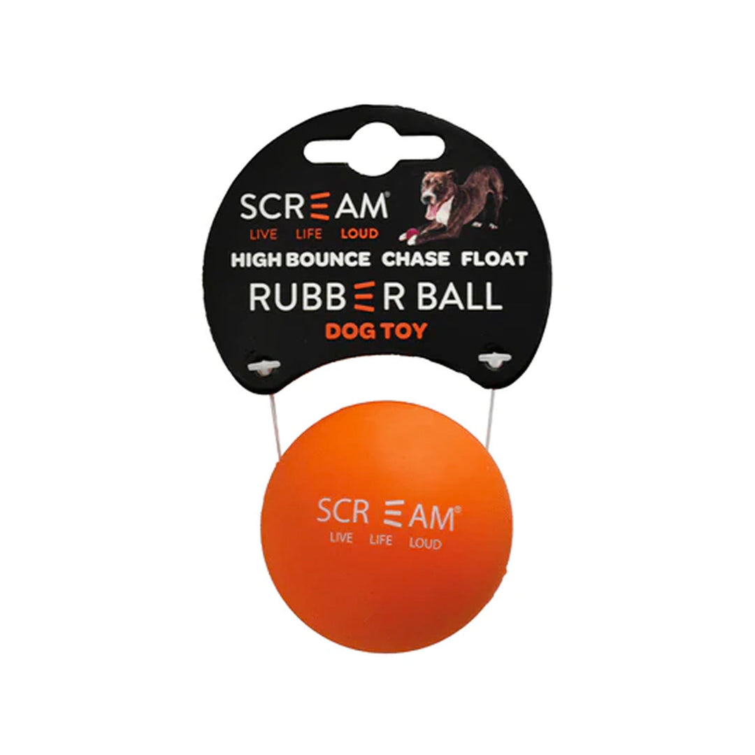 Scream Rubber Ball Dog Toy - Orange