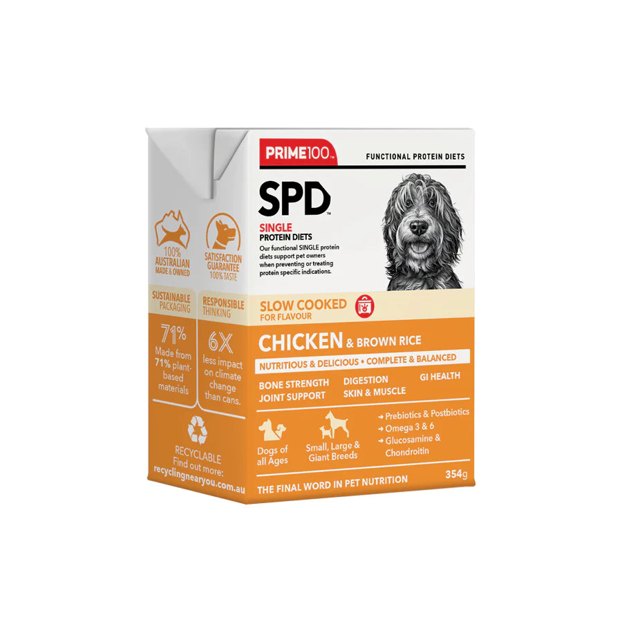 Prime100 SPD Slow Cooked Dog Food - Chicken & Brown Rice 354g