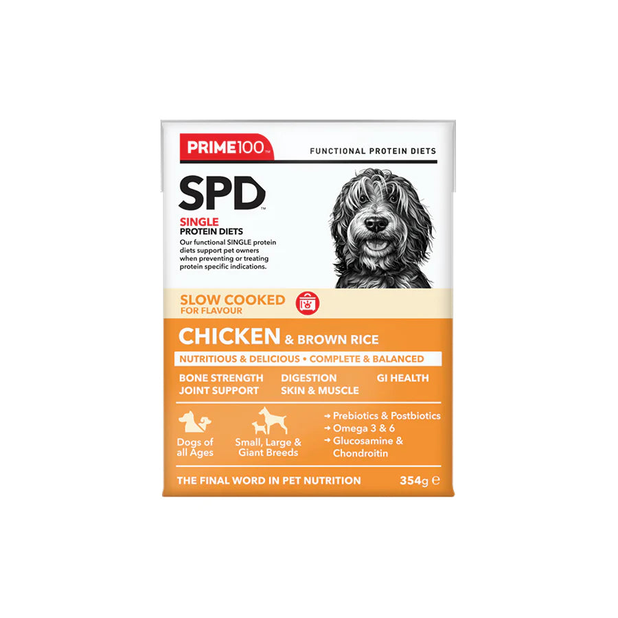 Prime100 SPD Slow Cooked Dog Food - Chicken & Brown Rice 354g