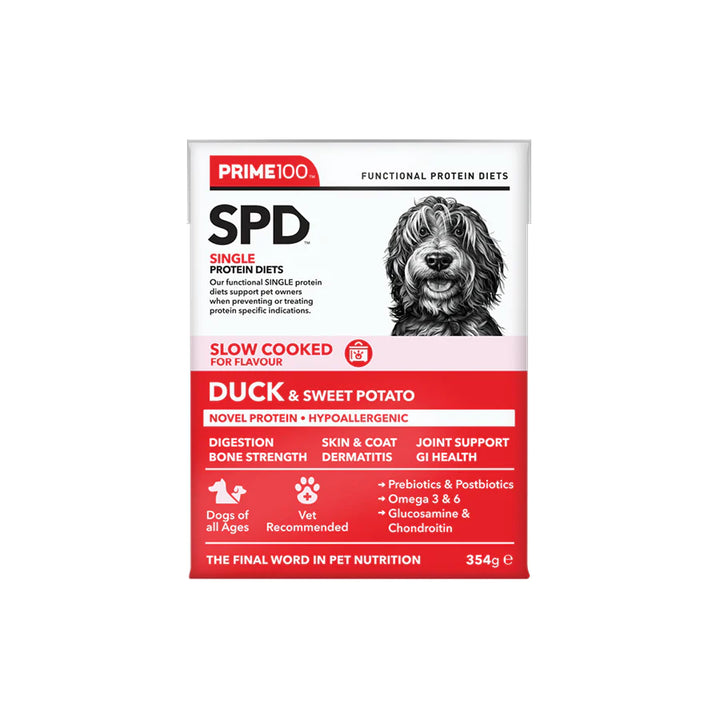 Prime100 SPD Slow Cooked Dog Food - Duck & Sweet Potato 354g