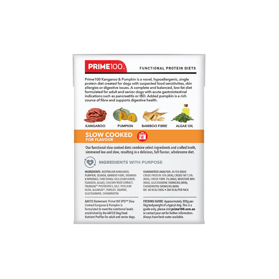 Prime100 SPD Slow Cooked Dog Food - Kangaroo & Pumpkin 354g