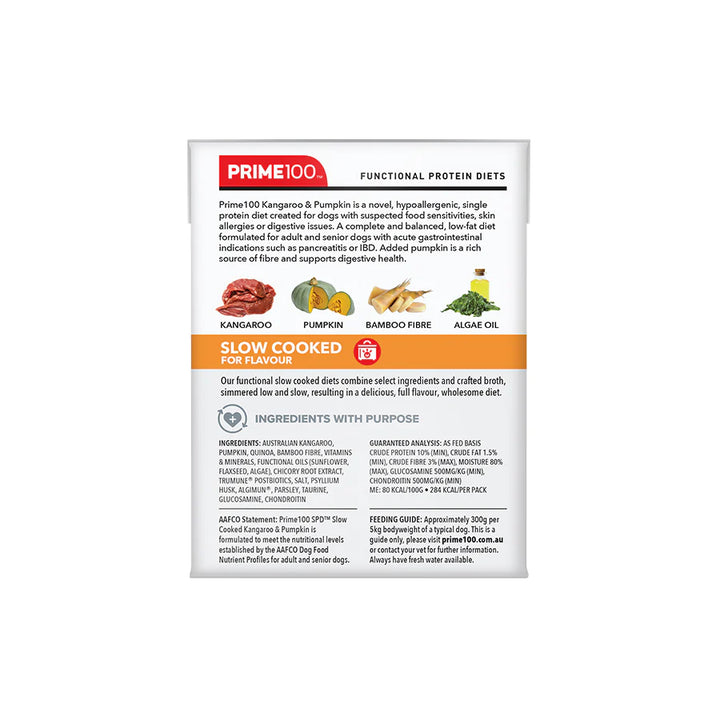 Prime100 SPD Slow Cooked Dog Food - Kangaroo & Pumpkin 354g