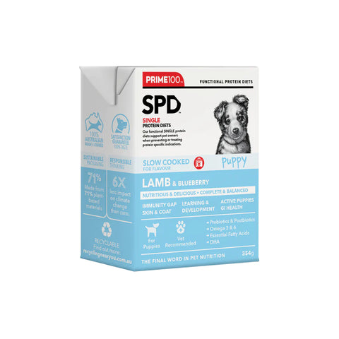 Prime100 SPD Slow Cooked Puppy Food - Lamb & Blueberry 354g