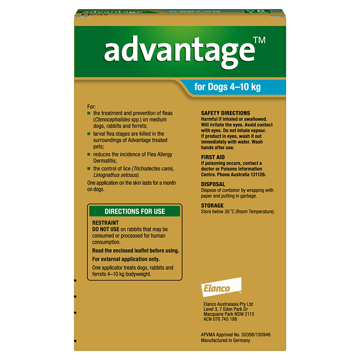 Advantage Flea  -  Dogs 4-10kg  -  4 pack