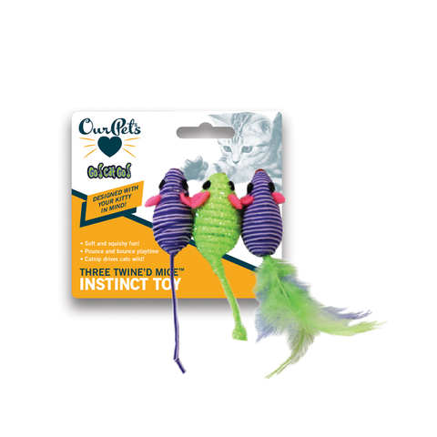 Go Cat Go Three Twined Mice Cat Toy - 3 Pack