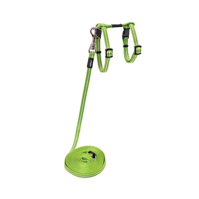 Rogz Alleycat Catz Harness & Leash  - Lime