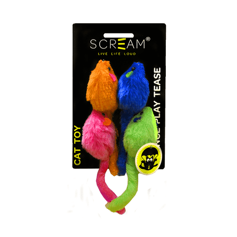 Scream Multi Coloured Mice Cat Toy (4 Pack) - Multi Color
