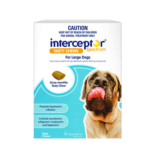 Interceptor Heart Worm & Worms  -  Dogs 22-45kg  -  3 pack