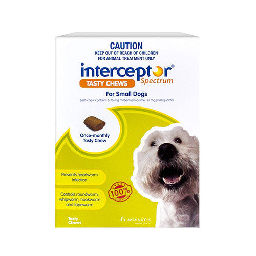Interceptor Heart Worm & Worms  -  Dogs 4-11kg  -  3 pack