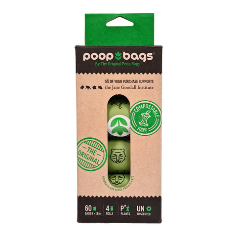 Poop Bags Compostable Plant Based Eco Friendly - 60 Pack