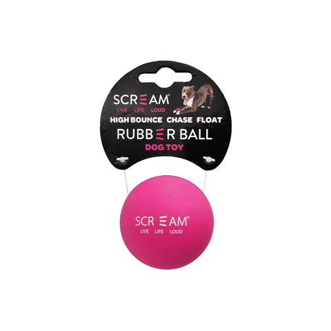 Scream Rubber Ball Dog Toy - Loud Pink